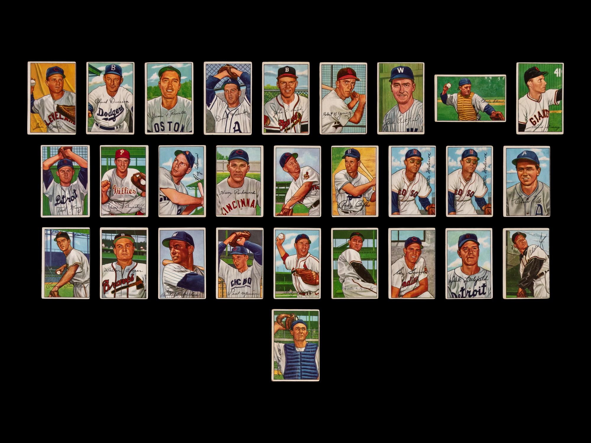 A Collection of 1952 Bowman Baseball Cards Including Notables and Hall of Famers (81)