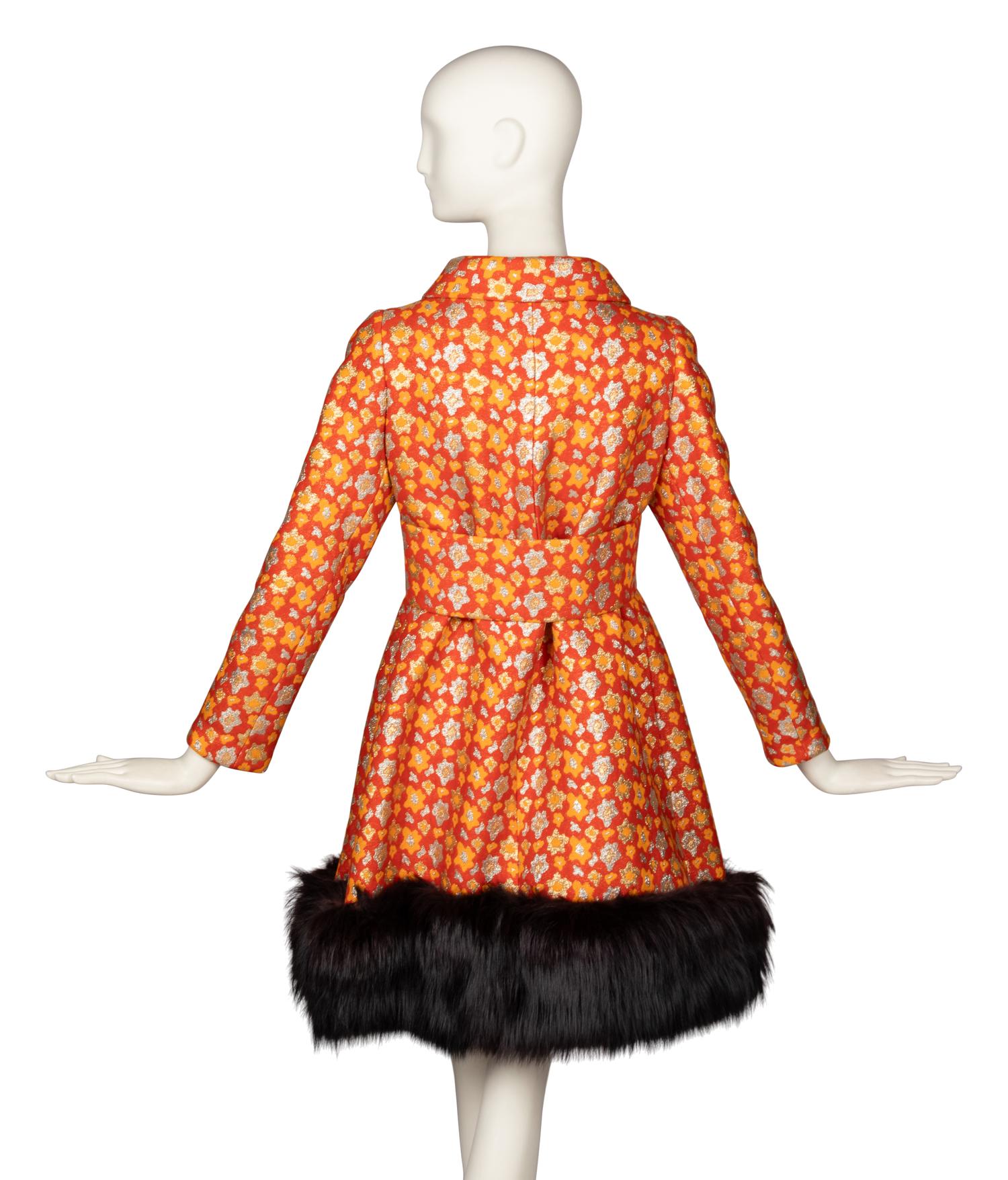 Norman Norell, Brocade Coat with Fox Fur Trim