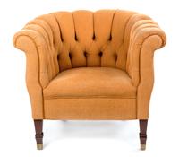 A Mahogany Upholstered Tub Chair Height 29 inches.