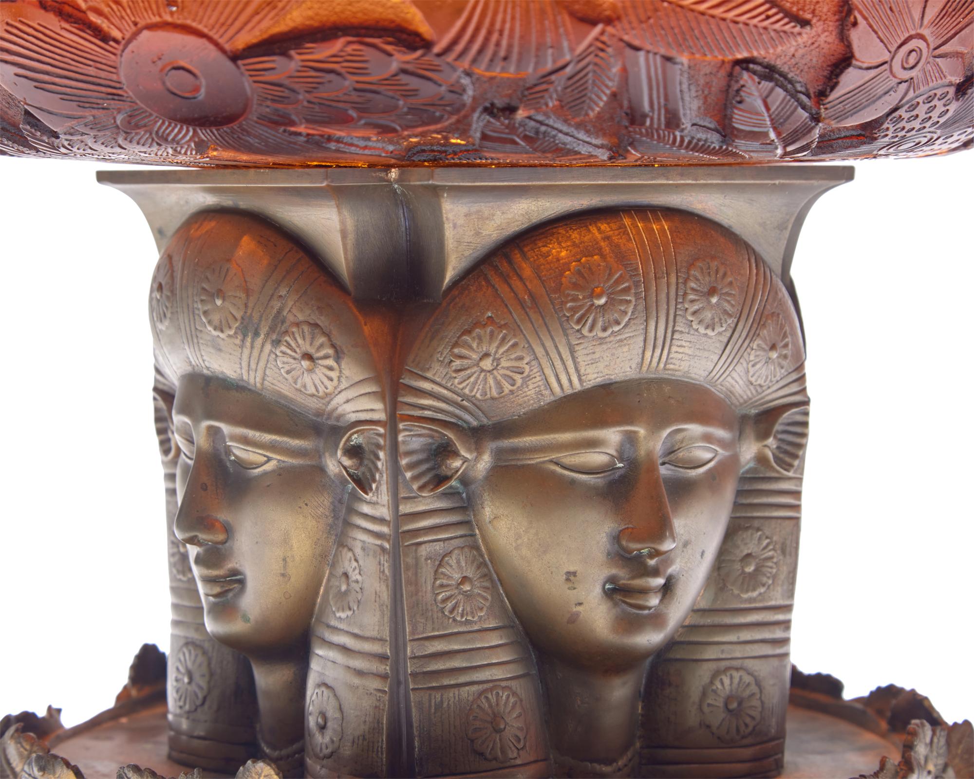 A group of three French Art Deco art glass tablewares, La Verre Francais, Charles and Ernest Schneider, and other, France, circa 1920-1930