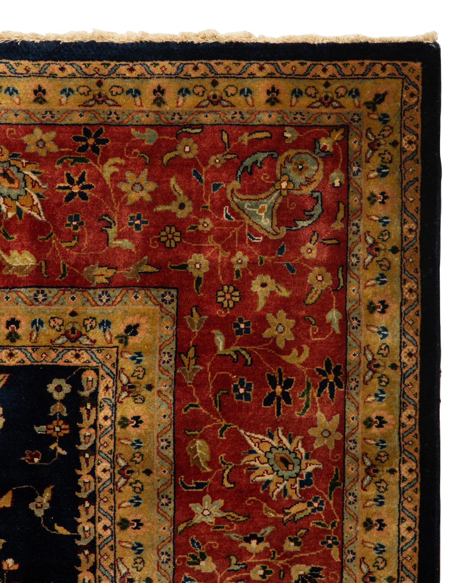 An Indian Persian Design Wool Rug — 20th Century