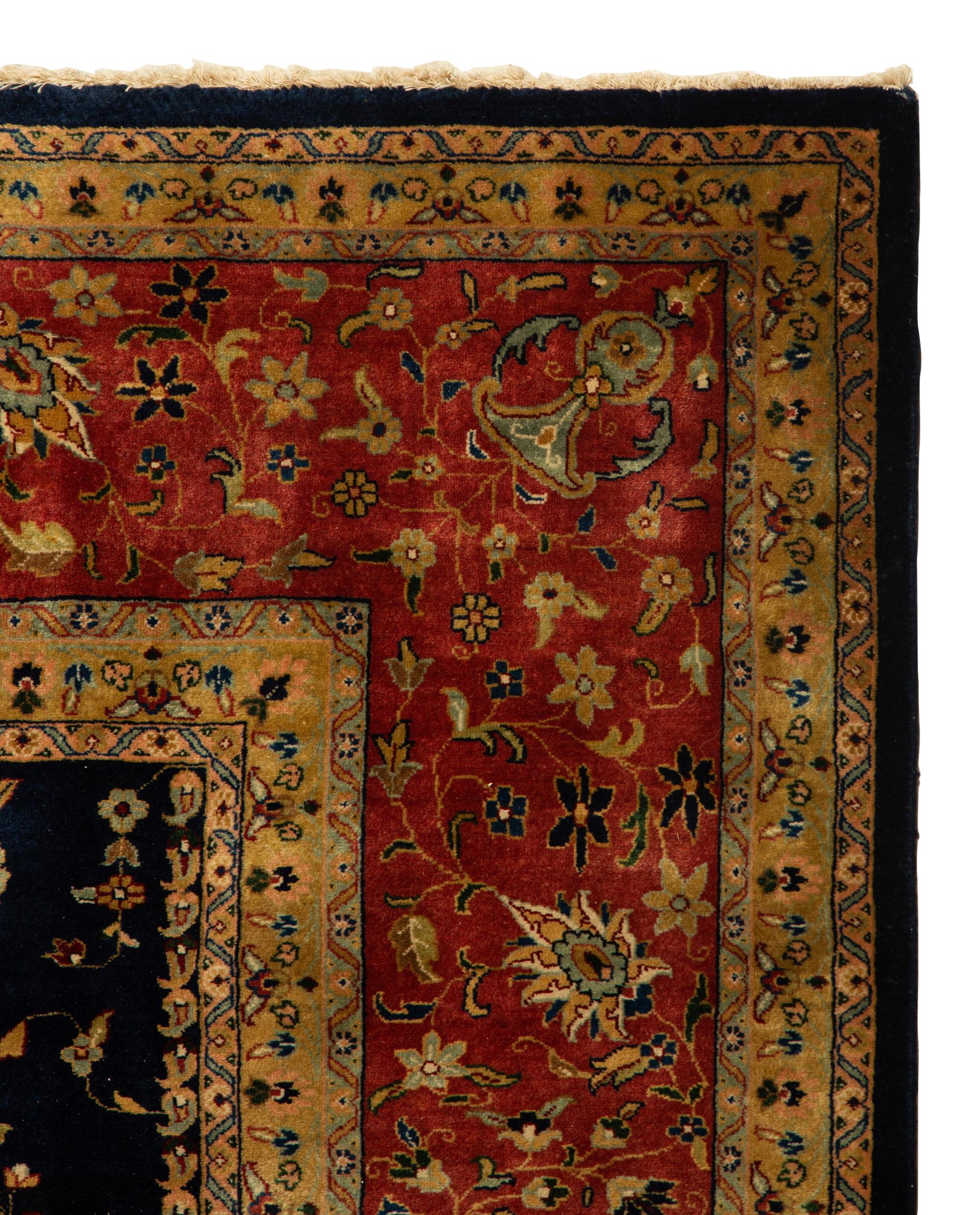 An Indian Persian Design Wool Rug — 20th Century