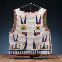 Sioux Beaded Hide Vest, with Inverted American Flags