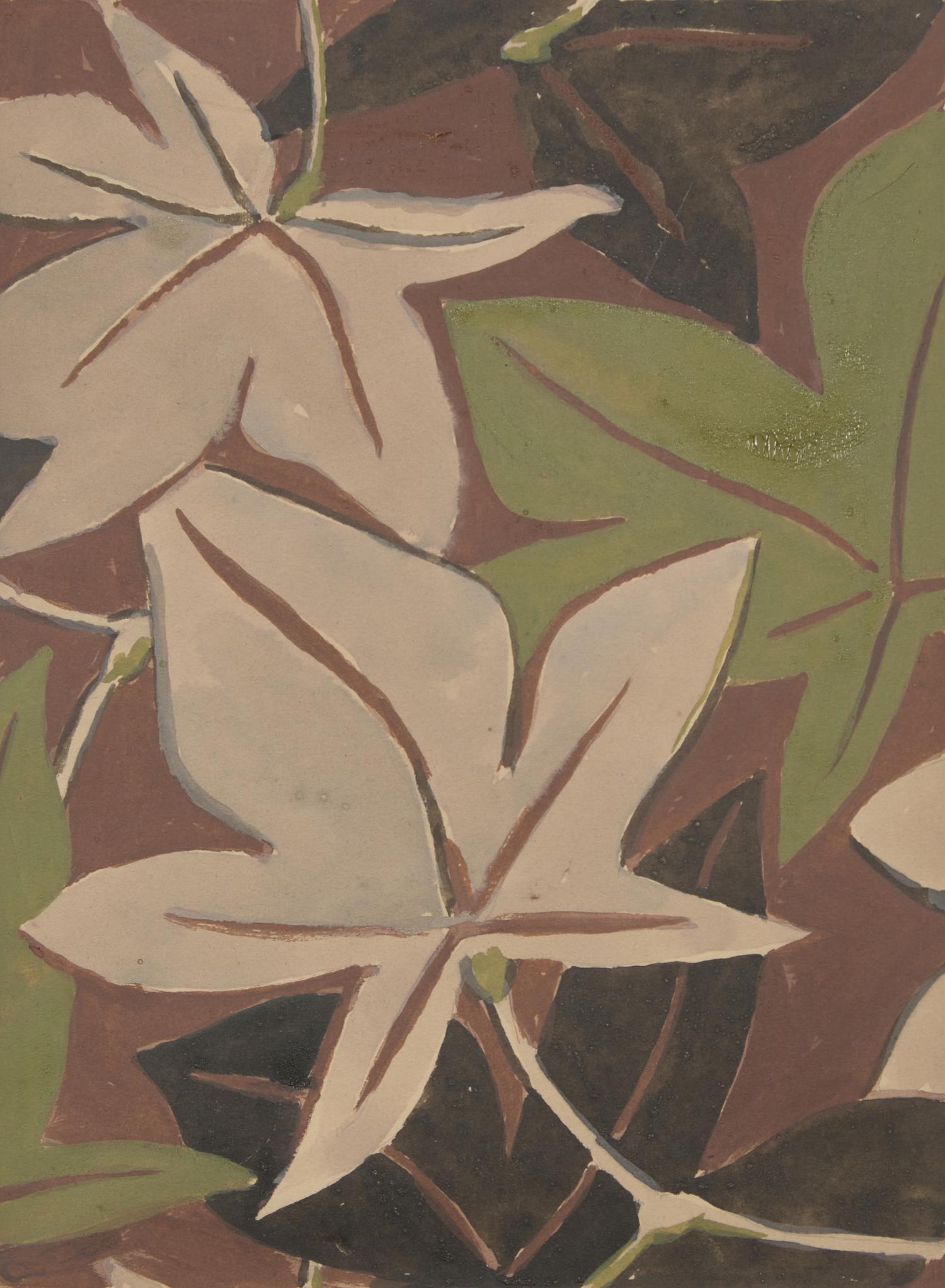 Four Studies for Designs: Leaf Pattern, Pine; Poplar; Festival, and Flower Pattern (4)