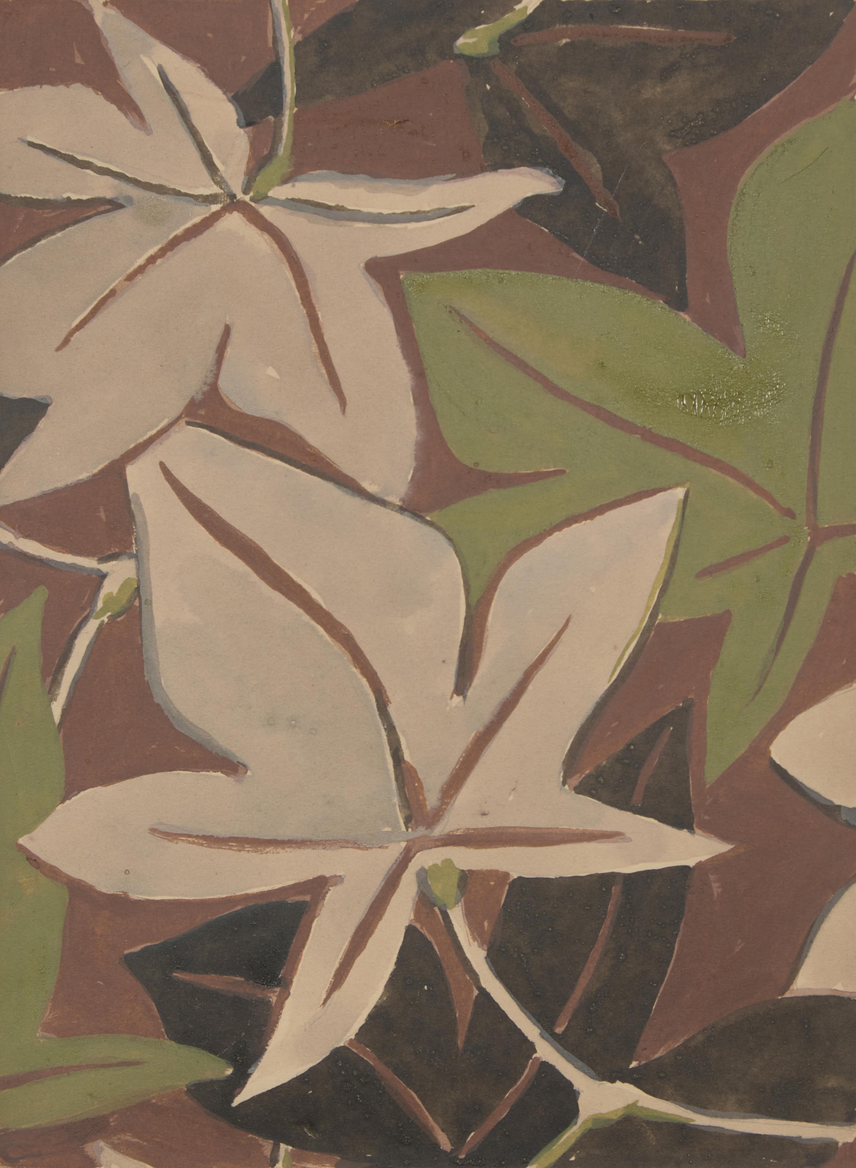 Four Studies for Designs: Leaf Pattern, Pine; Poplar; Festival, and Flower Pattern (4)