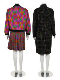 Two Designer Ensembles: One Two Piece Yves Saint Laurent Ensemble and One Emanuel Ungaro Coat, 1980s