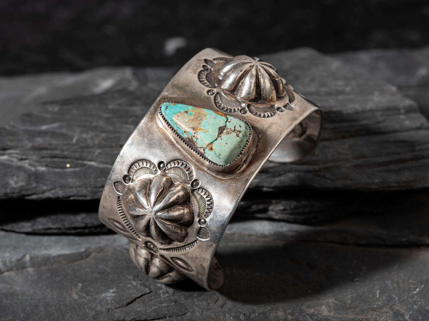 Navajo Silver and Turquoise Cuff Bracelet