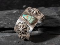 Navajo Silver and Turquoise Cuff Bracelet
