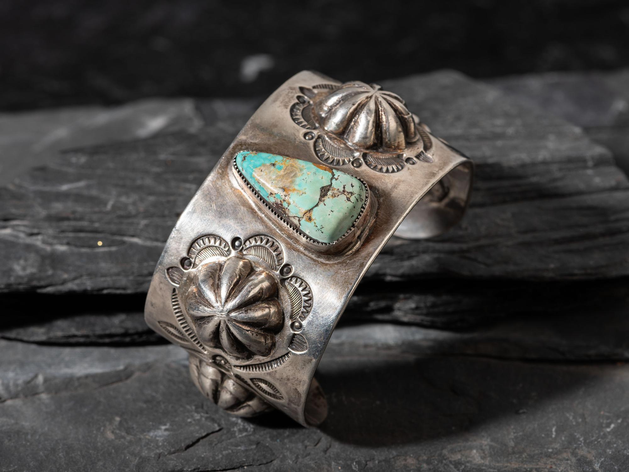 Navajo Silver and Turquoise Cuff Bracelet