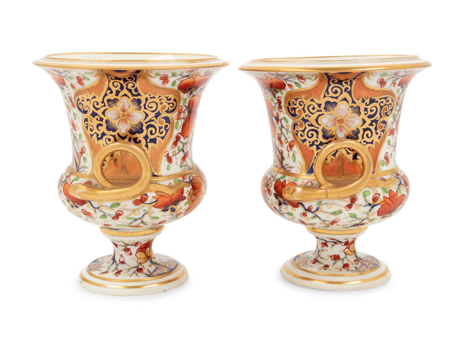 A Pair of Derby Porcelain Urns