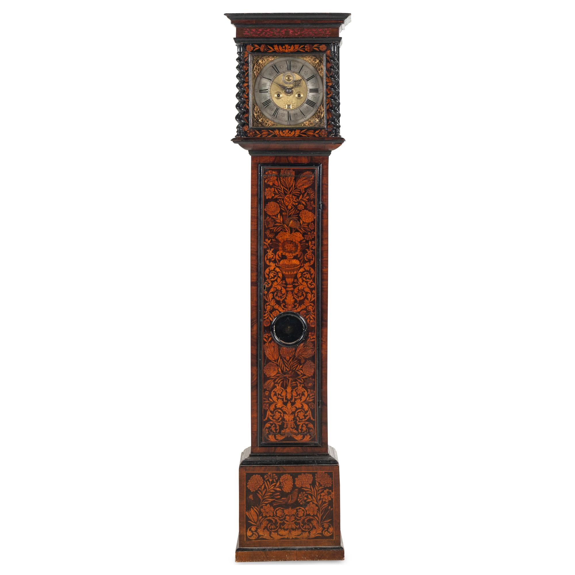 A William and Mary Walnut and Marquetry Tall Case Clock