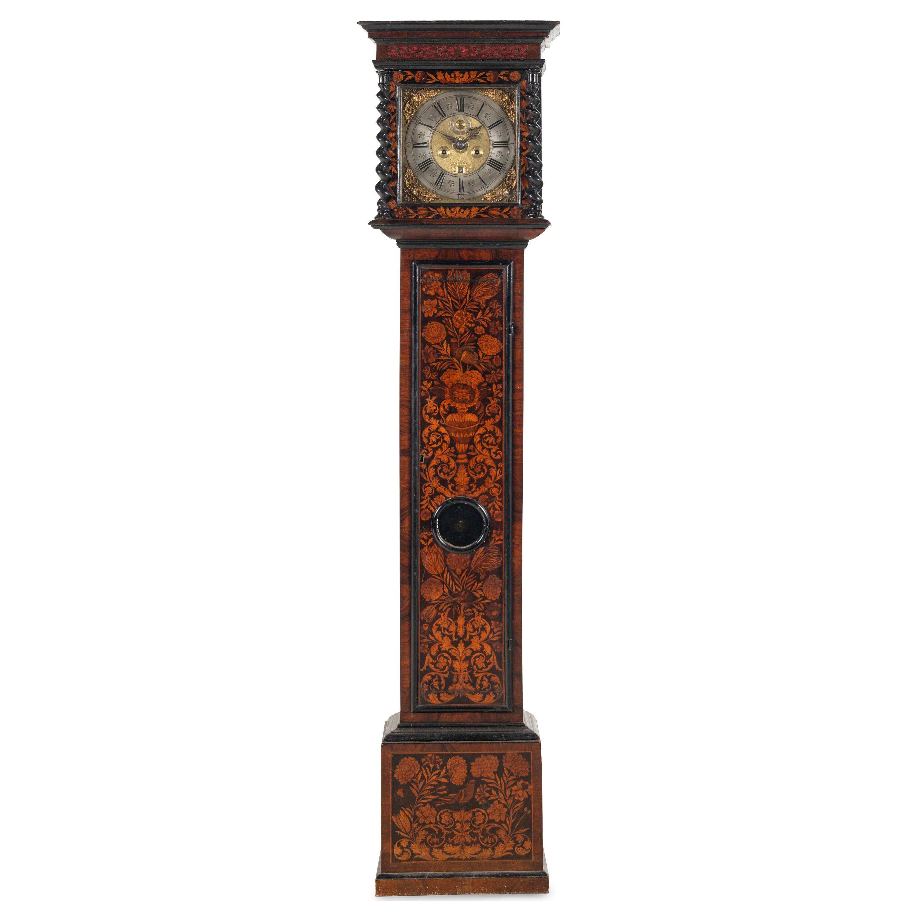 A William and Mary Walnut and Marquetry Tall Case Clock