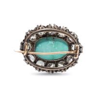 ANTIQUE, TURQUOISE AND DIAMOND BROOCH