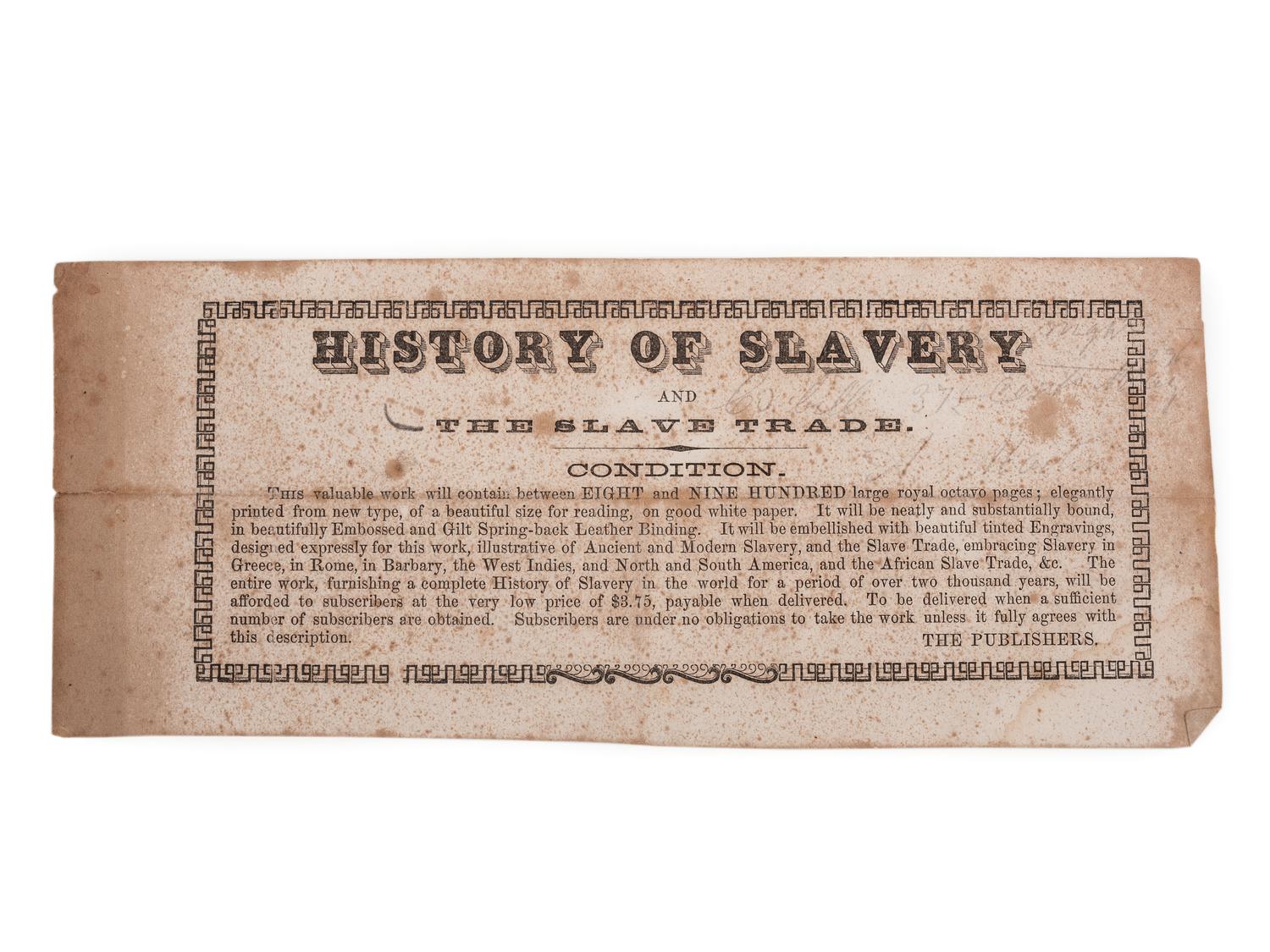 [SLAVERY & ABOLITION]. A group of 6 works related to American slavery, comprising: