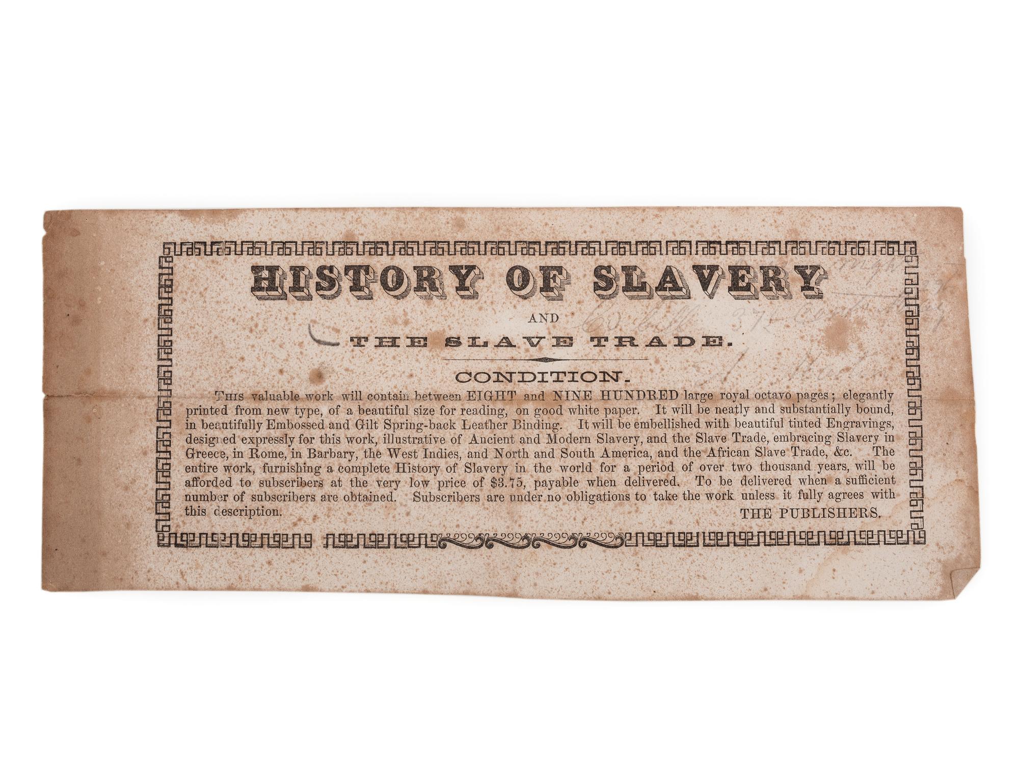 [SLAVERY & ABOLITION]. A group of 6 works related to American slavery, comprising: