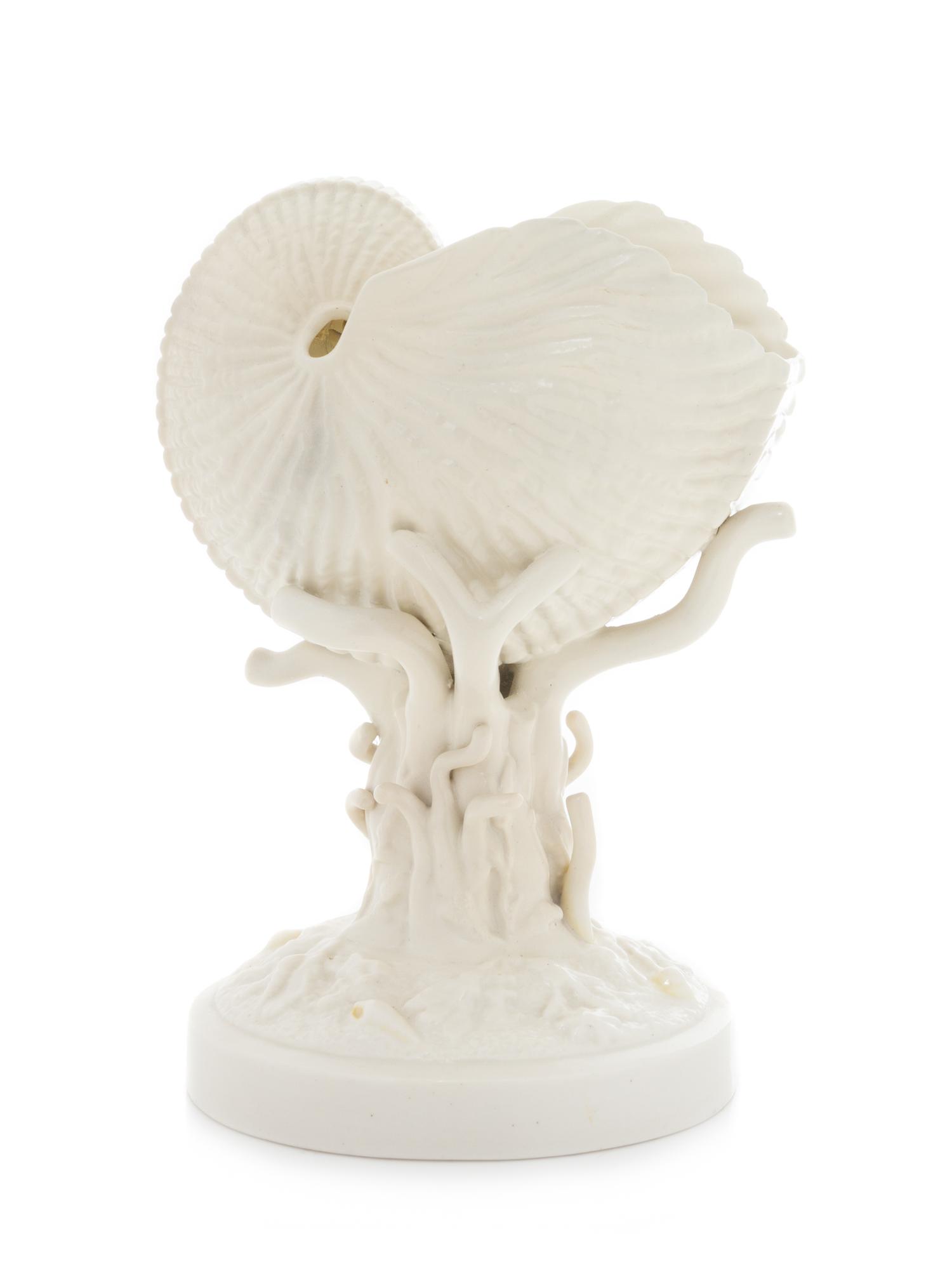 A Belleek Nautilus Vase Height 8 1/2 inches. — FIRST BLACK MARK (1863-1891)
