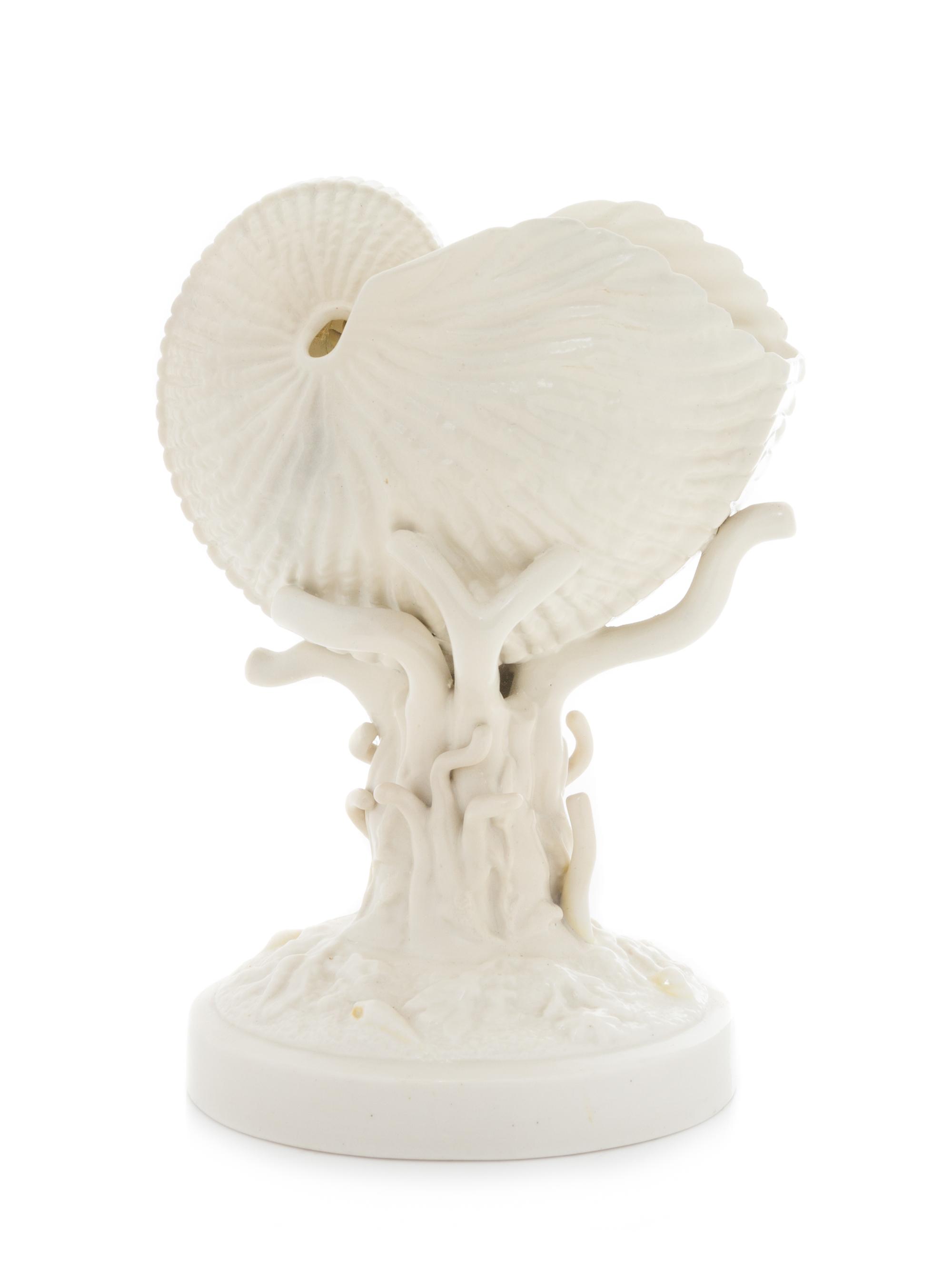 A Belleek Nautilus Vase Height 8 1/2 inches. — FIRST BLACK MARK (1863-1891)