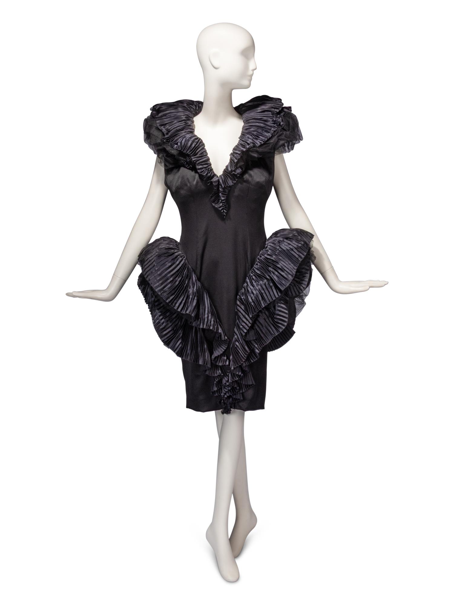 Attributed to Loris Azzaro Haute Couture, Structured Black Dress