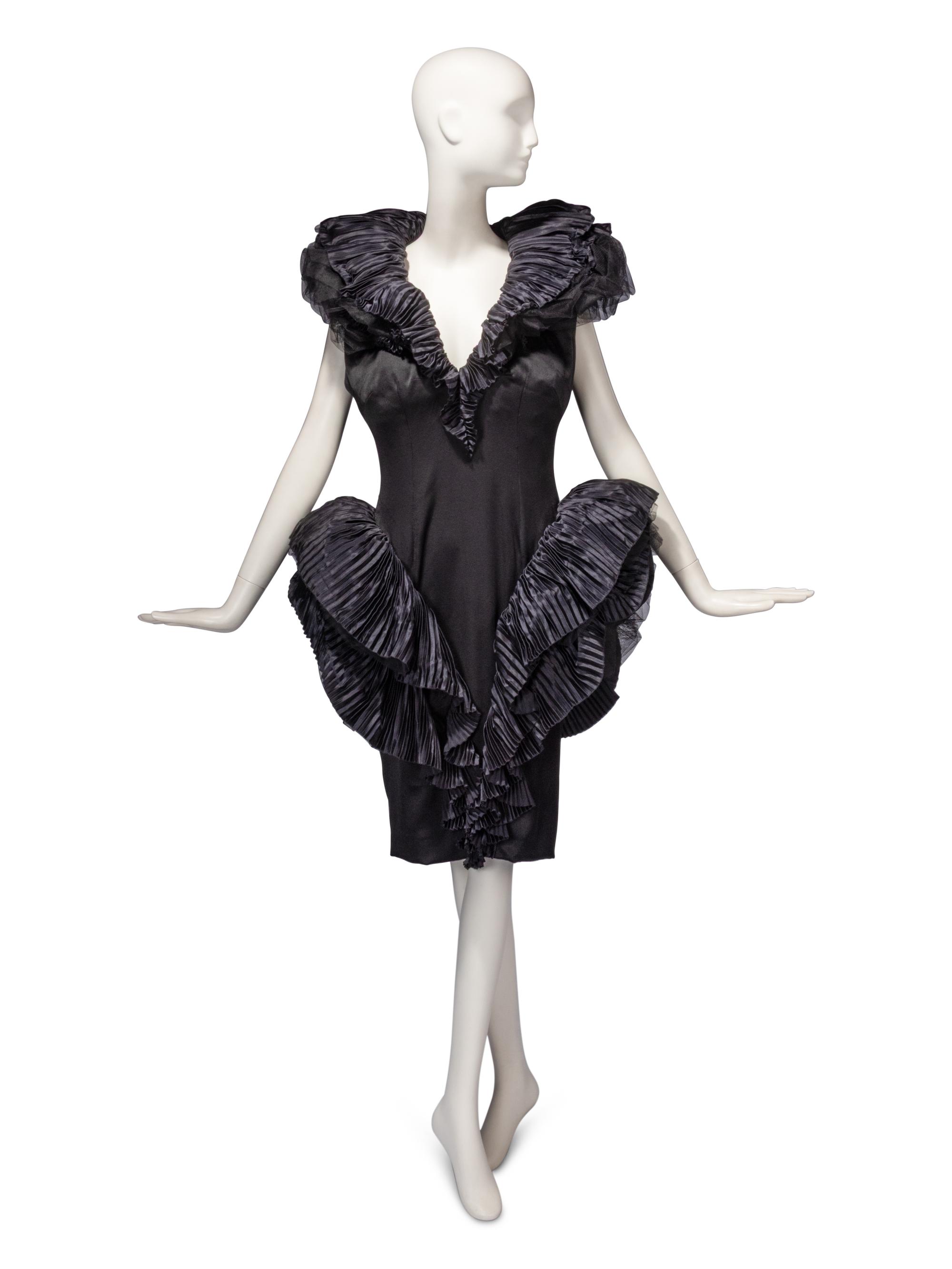 Attributed to Loris Azzaro Haute Couture, Structured Black Dress