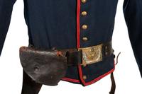 [CIVIL WAR]. Union Artillery shell jacket with saber belt and holster.