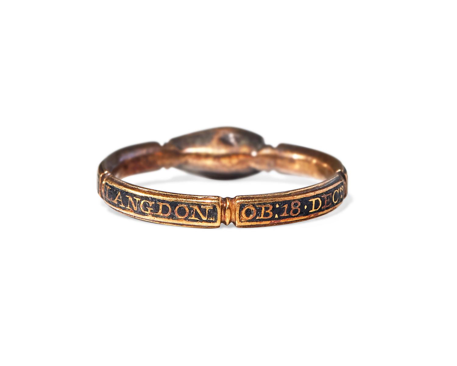 A Rare Georgian Gold, Crystal, And Enamel Mourning Ring