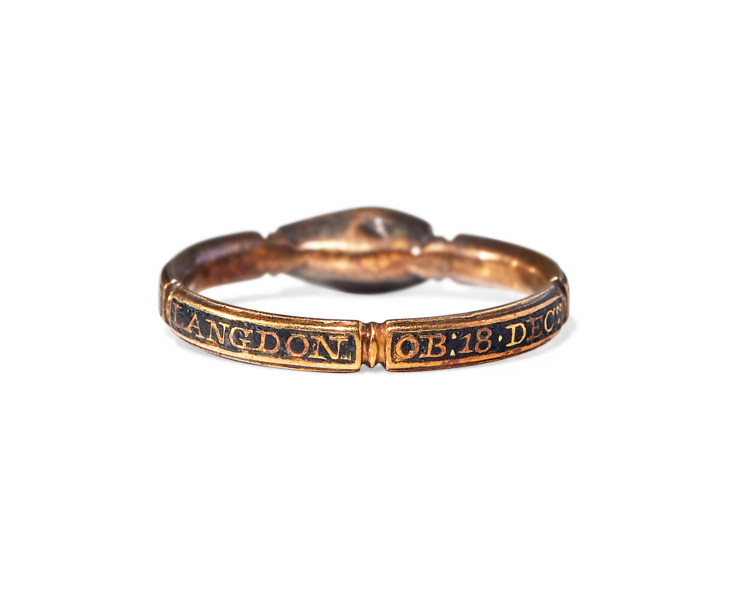 A Rare Georgian Gold, Crystal, And Enamel Mourning Ring