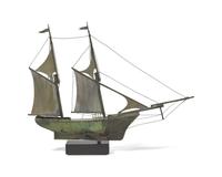 A Molded And Cut Copper Schooner Weathervane