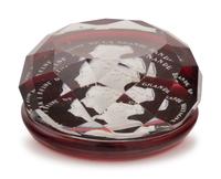 A Baccarat Queen Victoria Sulfide on Ruby Ground Faceted Glass Paperweight