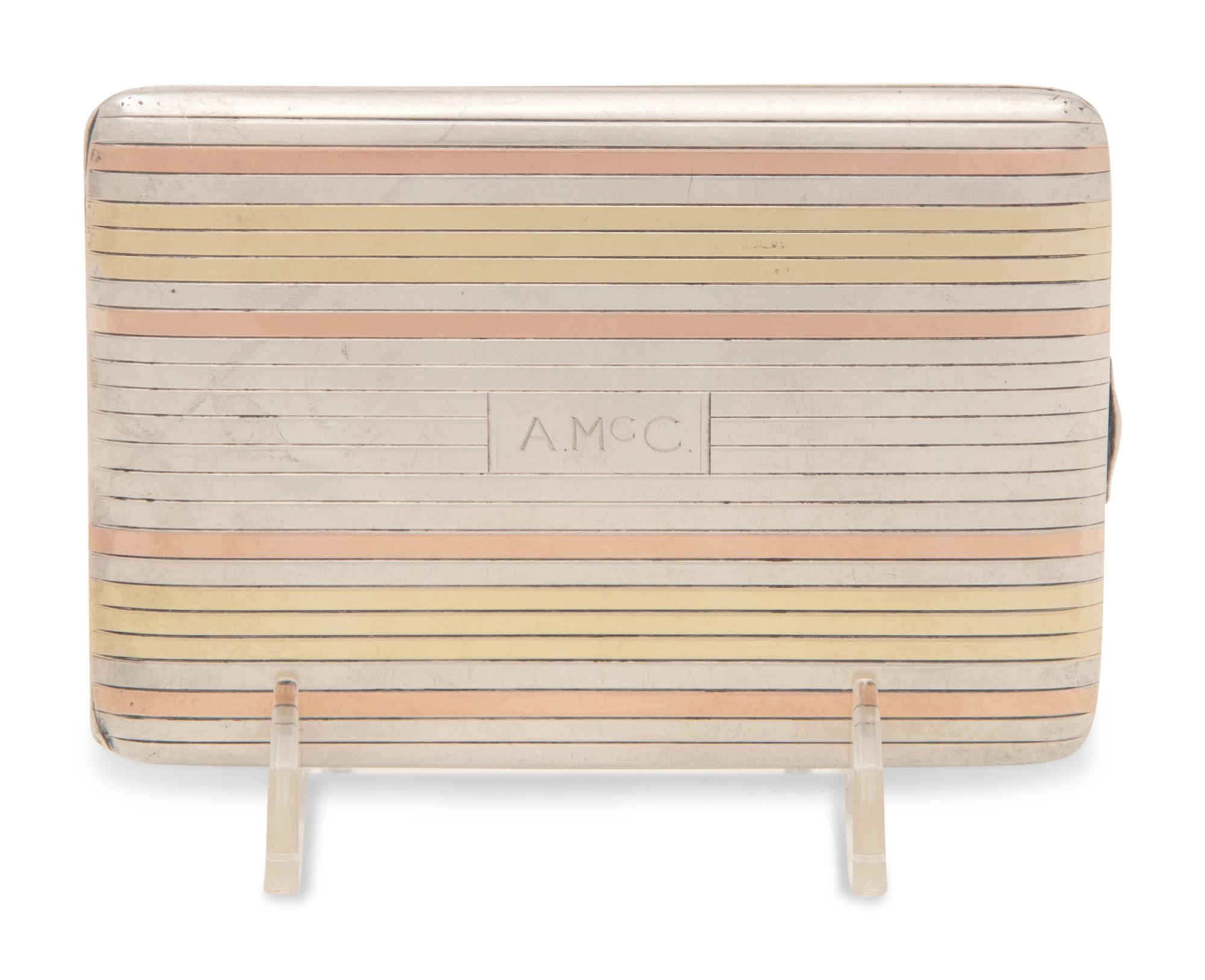 An American Silver and 14-Karat Gold Cigarette Case