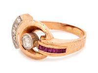 A Bicolor Gold, Diamond and Ruby Ring,