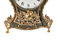 A Louis XV Gilt Metal Mounted Green-Painted Bracket Clock and Bracket