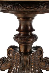 A Large Italian Pietra Dura Table Top on a Bronze Base