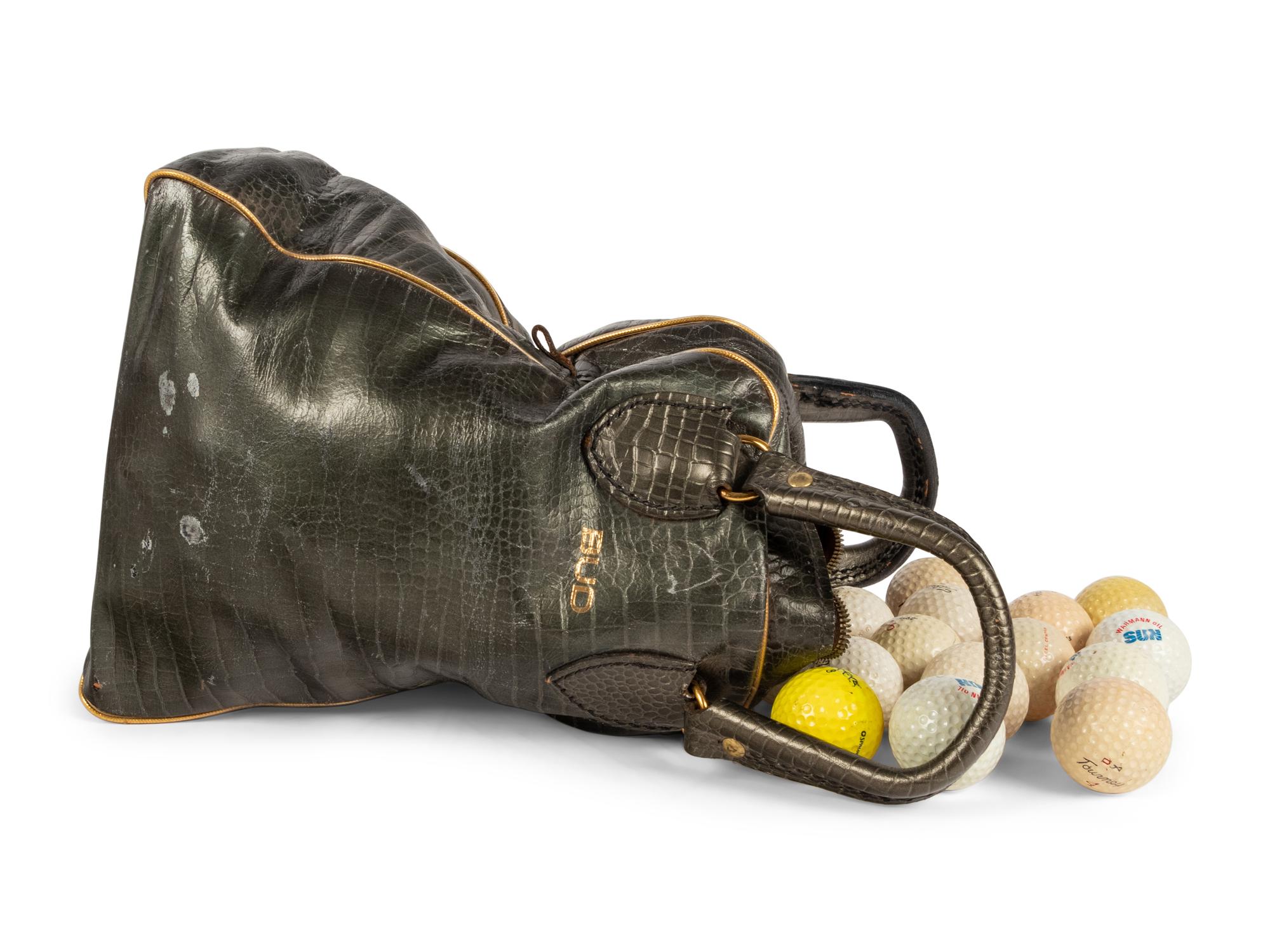 Hall of Fame Oklahoma Football Coach Bud Wilkinson's Personal Golf Ball Shag Bag Filled With Golf Balls Used by Wilkinson
