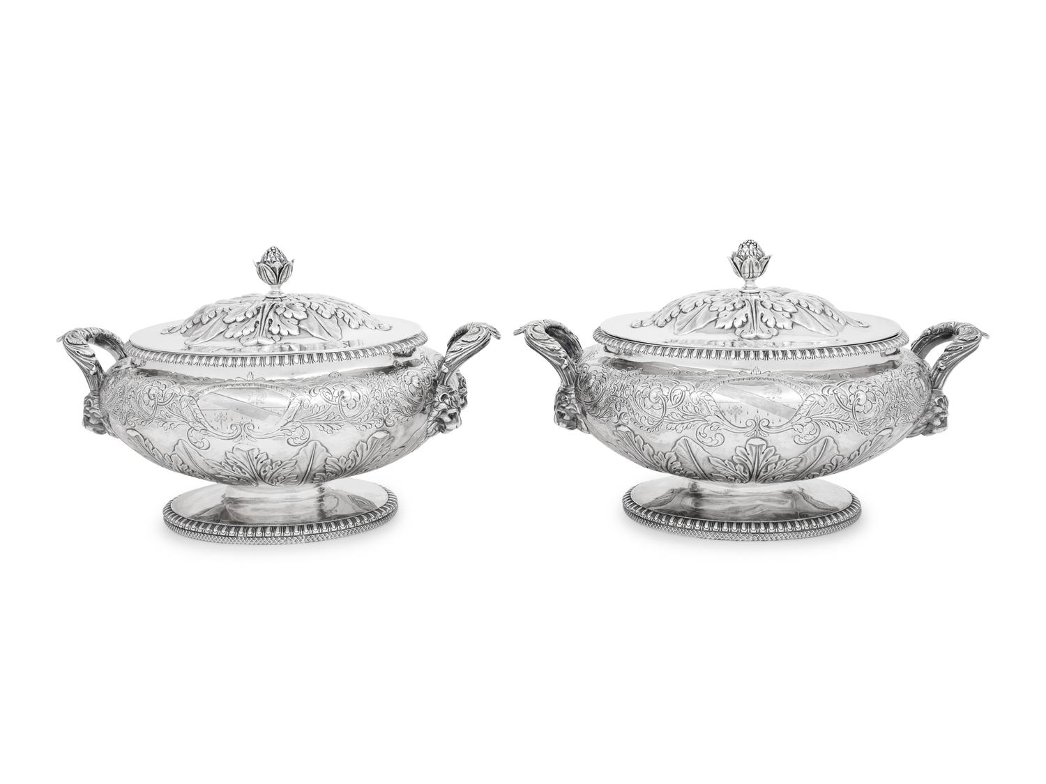 A Pair of Scottish George III Silver Covered Tureens
