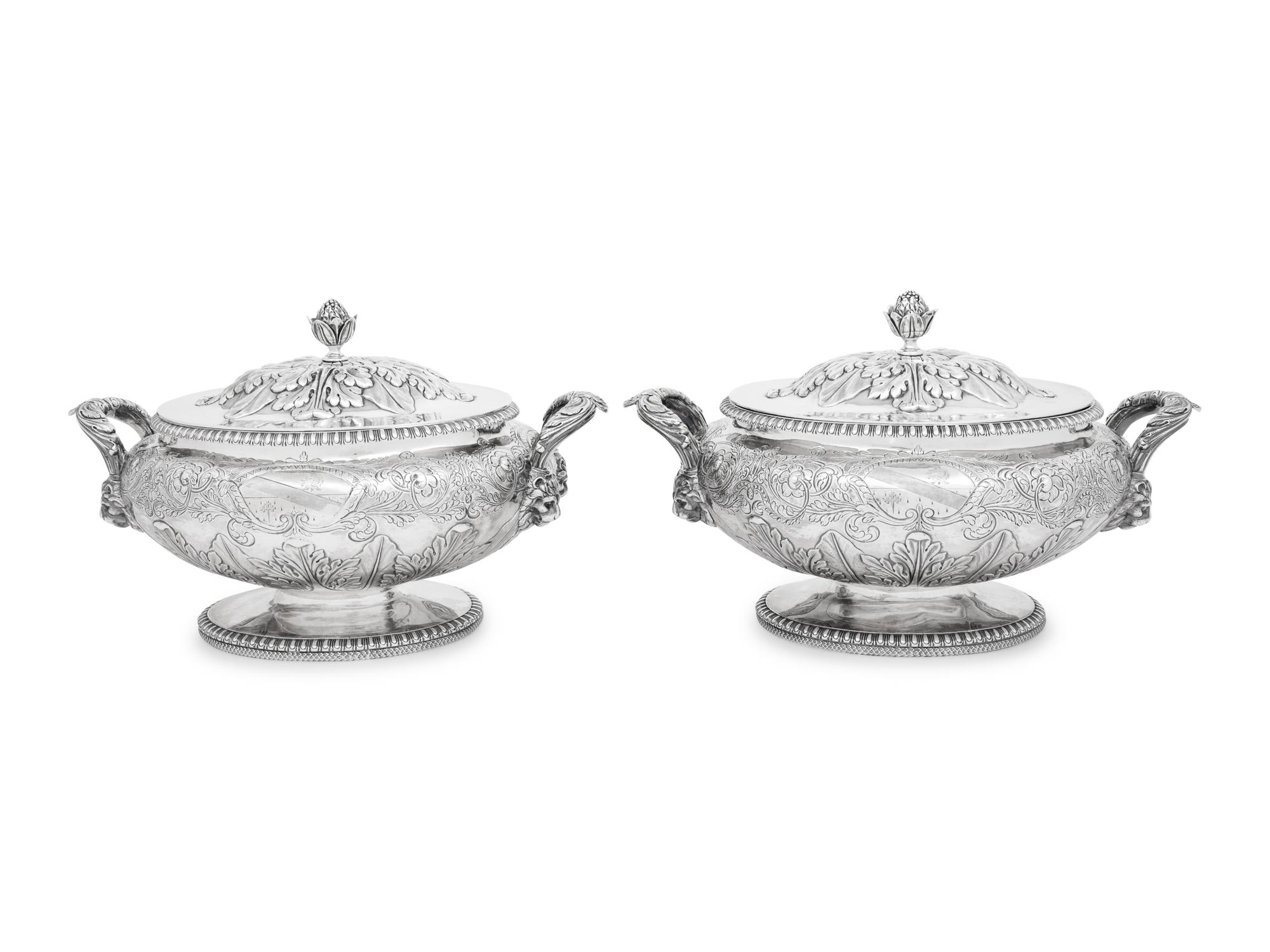 A Pair of Scottish George III Silver Covered Tureens