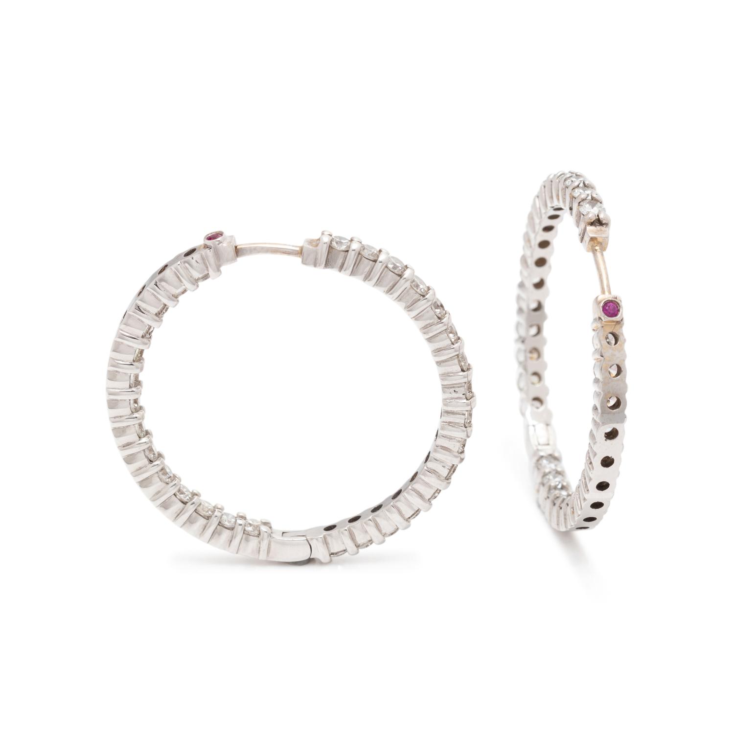 ROBERTO COIN, DIAMOND HOOP EARRINGS