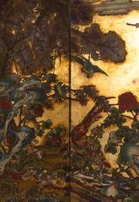 A Coromandel Lacquer Eight-Panel Floor Screen