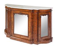 A Victorian Burl Walnut Marble-Top Cabinet