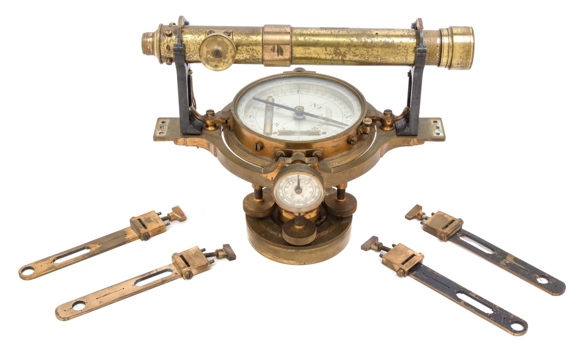 An English Improved Hedley Brass Miner's Dial Width 10 1/2 inches. — JOHN DAVIS & SON, LONDON, LATE 19TH/EARLY 20TH CENTURY