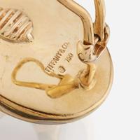 A pair of eighteen karat gold and mother of pearl ear clips, Tiffany & Co. Positive Negative