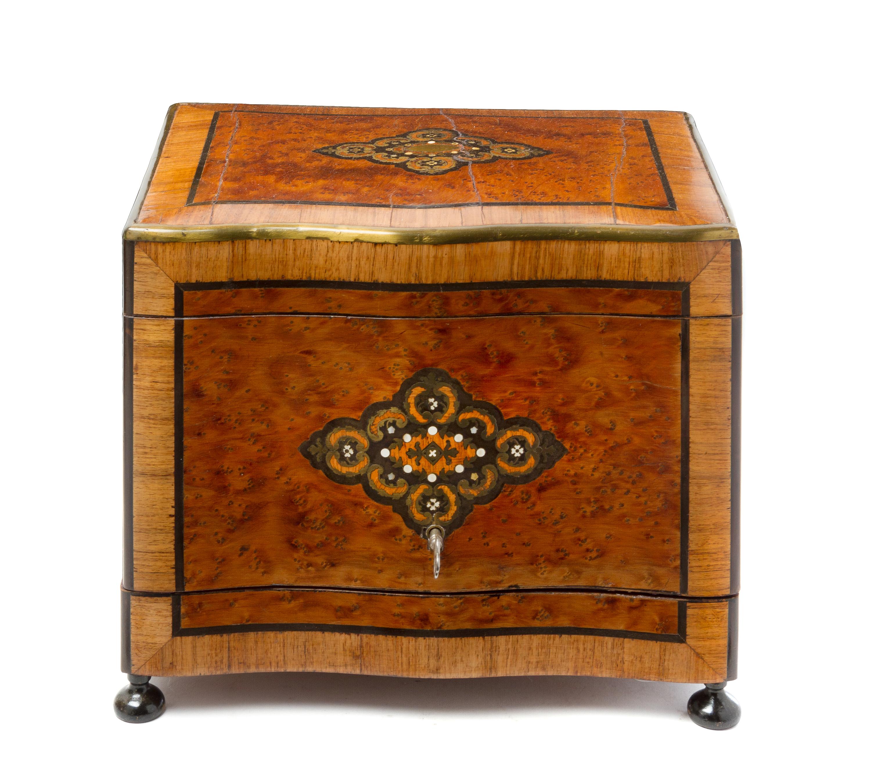 A Napoleon III Various Woods Inlaid Cave a Liqueur Width 13 inches.