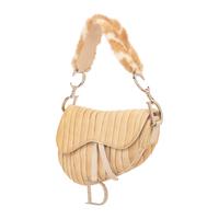 Christian Dior, Fur-Trim Eel Skin Saddle Bag