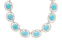 DIAMOND AND SYNTHETIC TURQUOISE NECKLACE