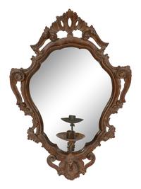 A Pair of Italian Rococo Style Painted Girandole Mirrors