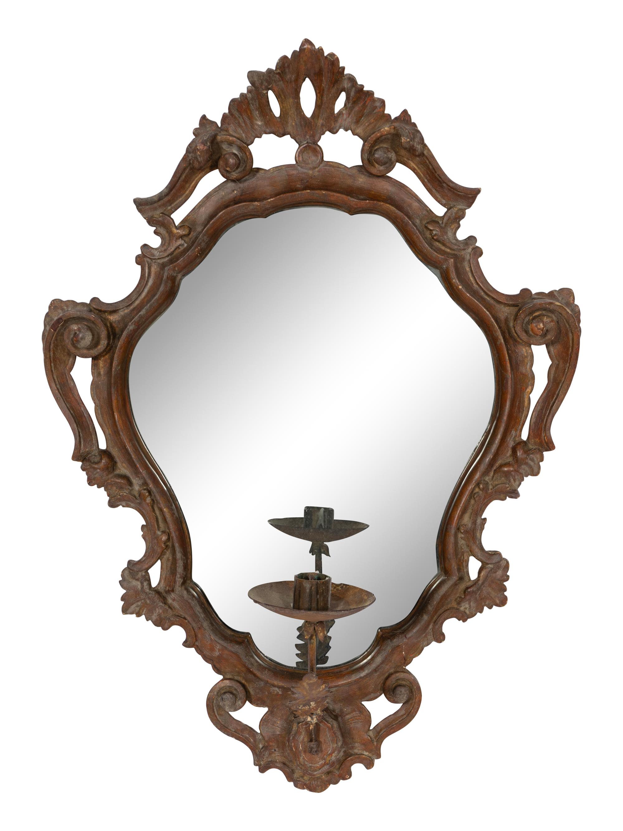A Pair of Italian Rococo Style Painted Girandole Mirrors