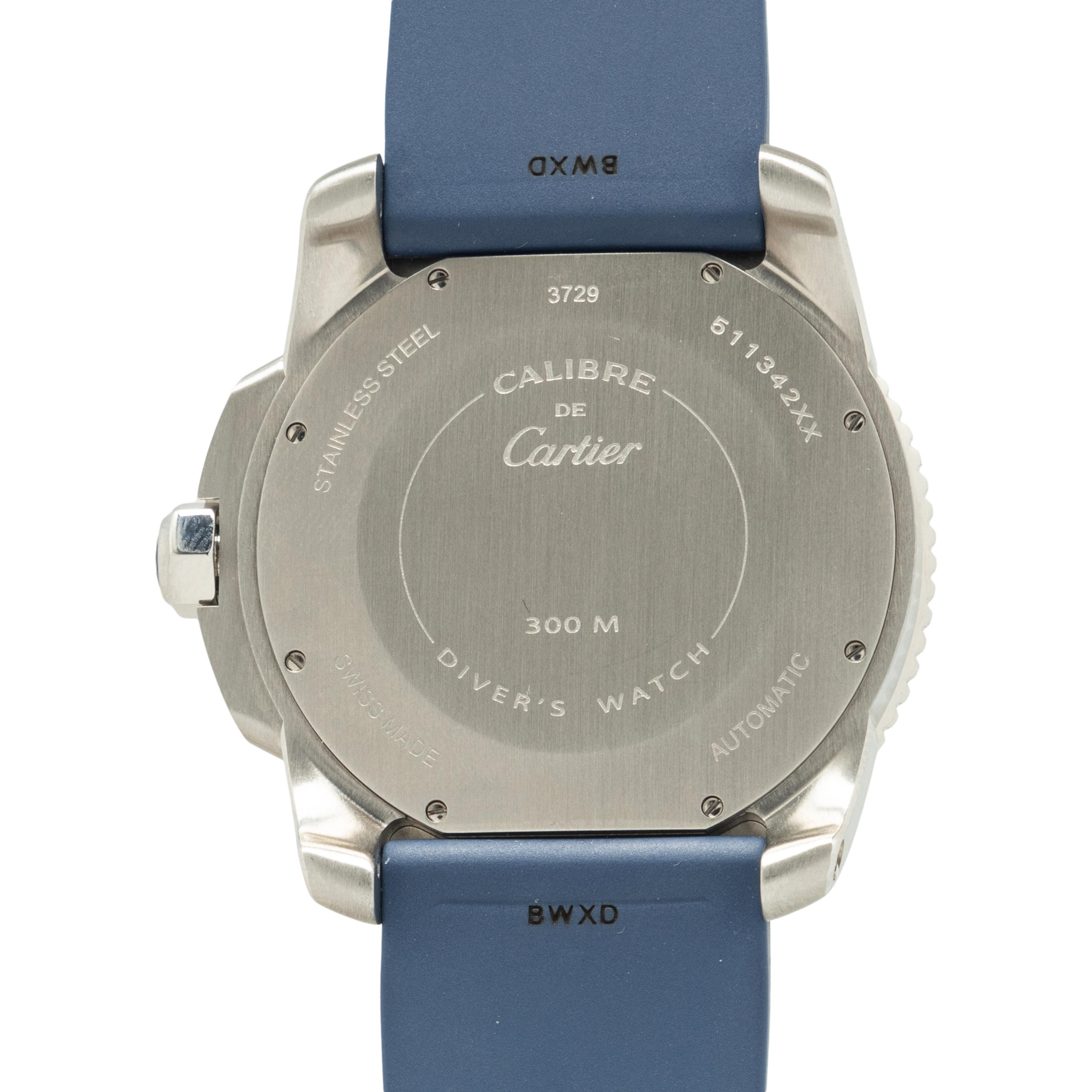 CARTIER, REF. WSCA0011 STAINLESS STEEL 'CALIBRE DE CARTIER' DATE WATCH, BOX & PAPERS