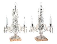 A Pair of Cut Glass Two-Light Candelabra Height 23 3/4 inches. — 19TH CENTURY
