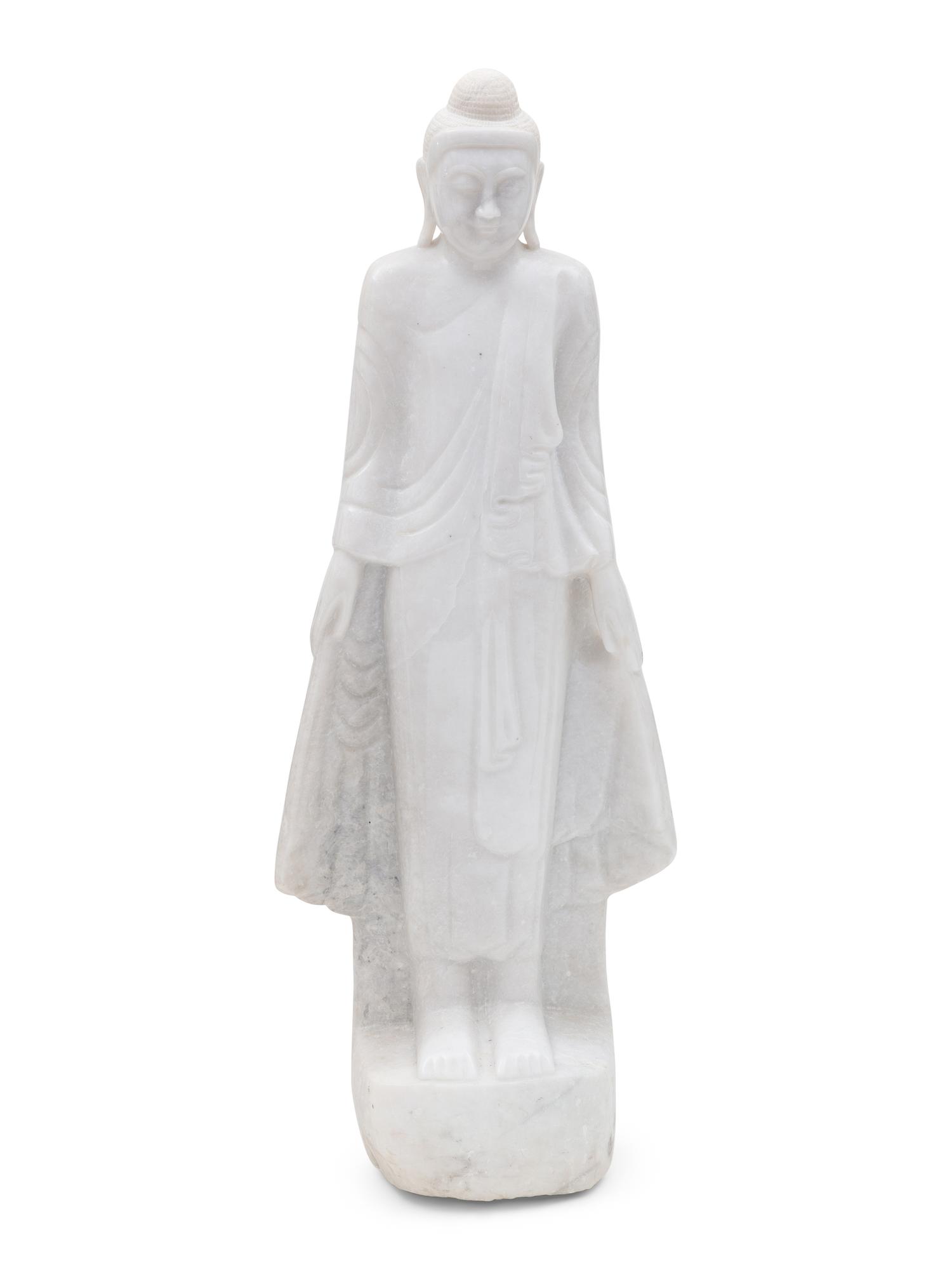 A Large White Marble Figure of Buddha