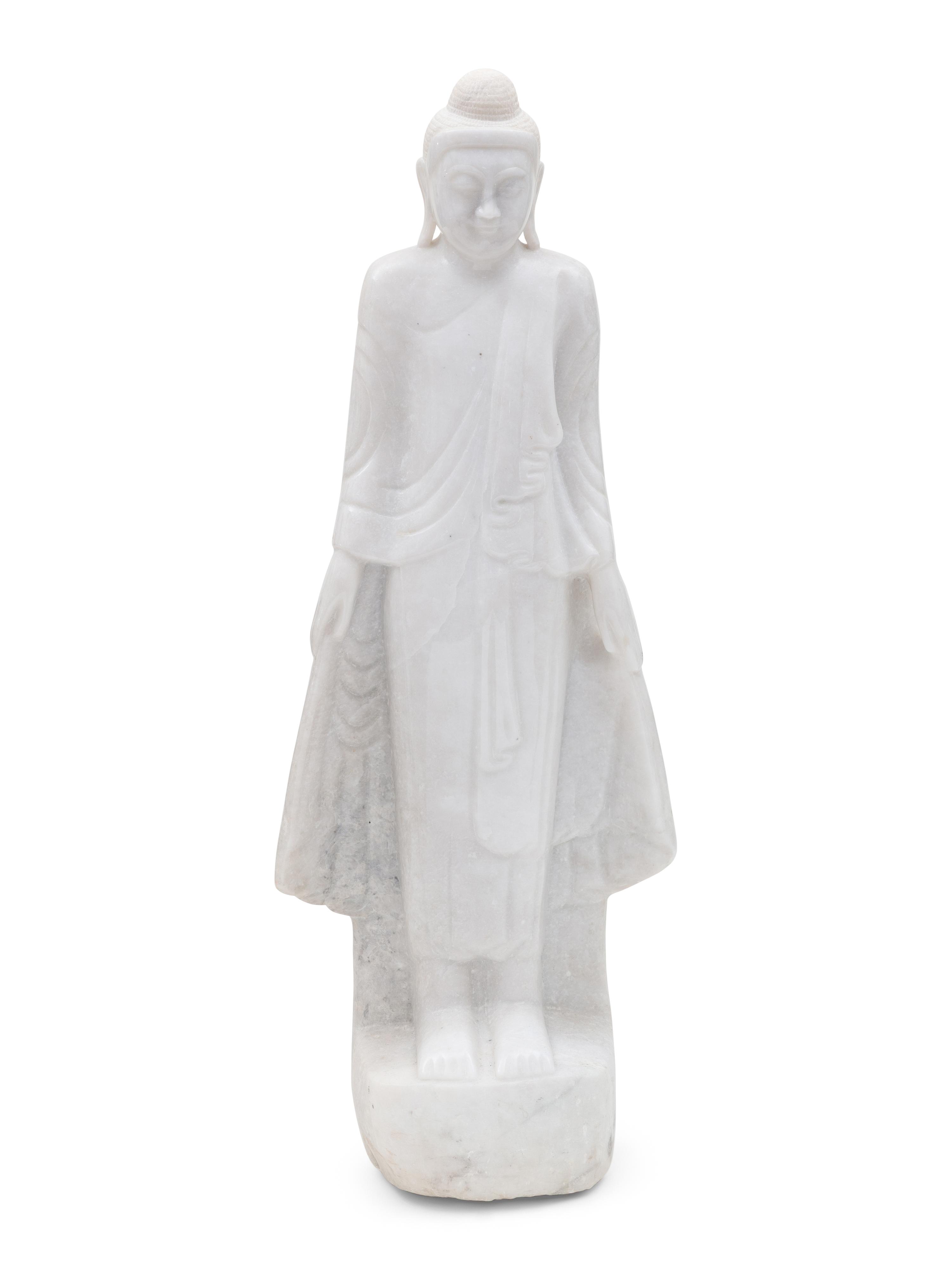 A Large White Marble Figure of Buddha
