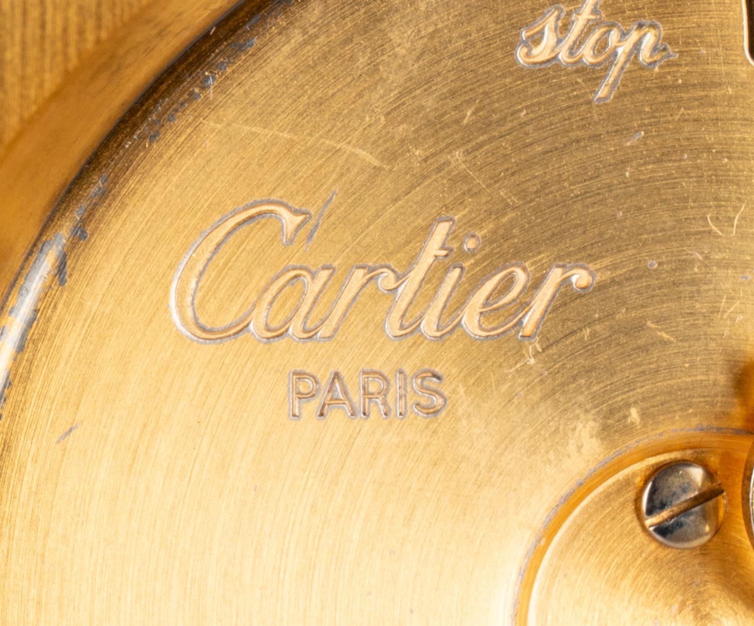 A Les Must de Cartier Brass and Enamel Desk Clock